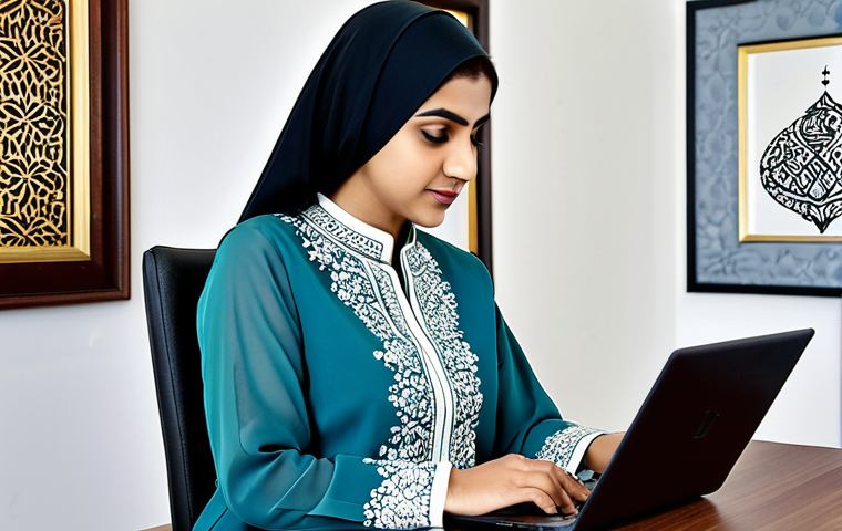 **
"A professional Pakistani businesswoman in a modest shalwar kameez, working on a laptop in a modern office with Islamic art on the walls, fully clothed, appropriate attire, safe for work, perfect anatomy, natural proportions, professional photography, high quality, family-friendly"
**